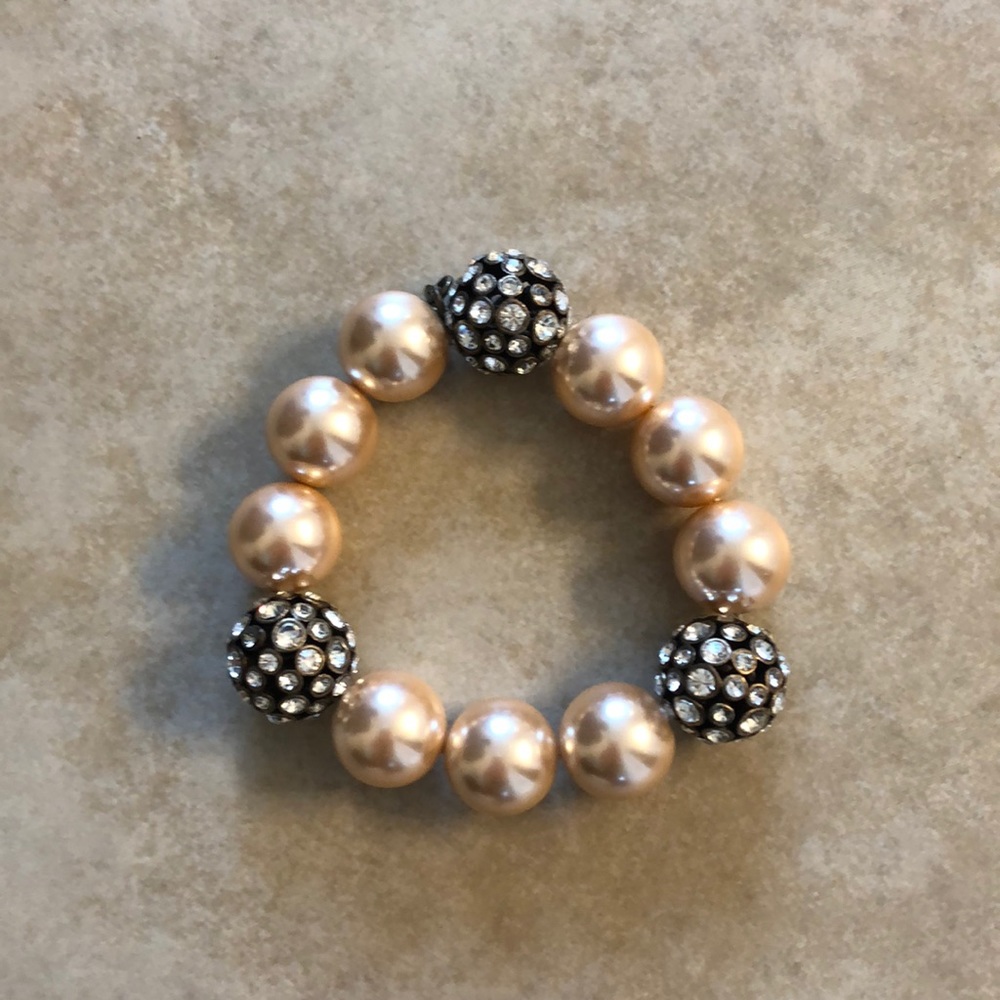 Jcrew pink pearl and crystal bracelet